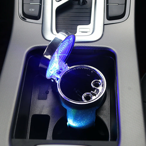 Car Ashtray With LED Light RGB Ambient Light Cigarette Cigar Ash Tray