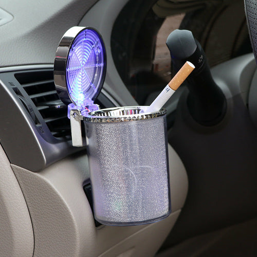 Car Ashtray With LED Light RGB Ambient Light Cigarette Cigar Ash Tray